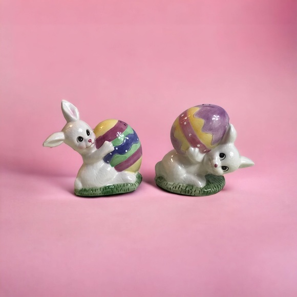 Fitz And Floyd Salt Pepper Shakers Easter Bunny Rabbits Eggs Spring Decorations - Picture 5 of 8
